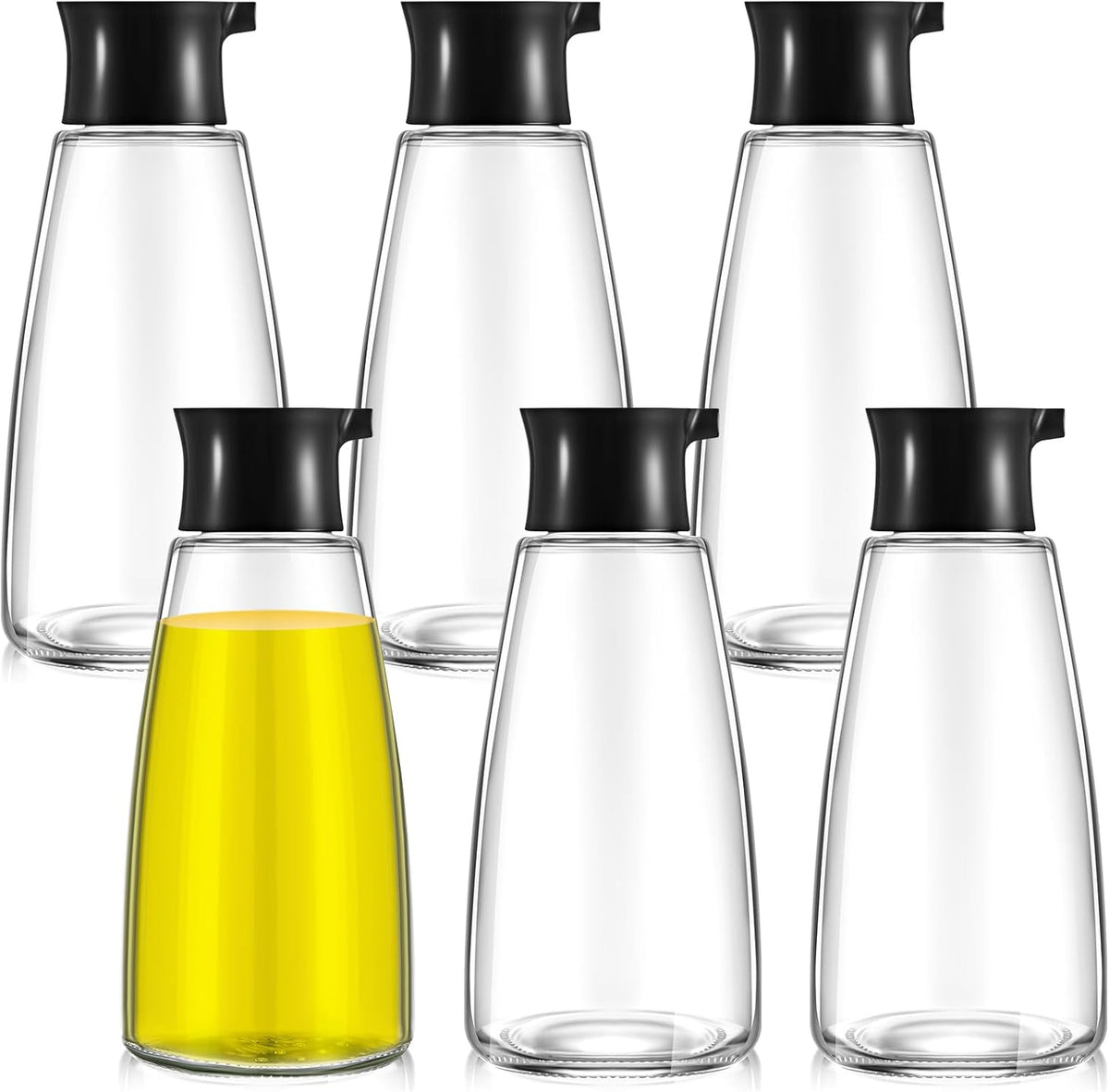 Glass Soy Sauce Dispenser Bottles, 9.6 oz Oil Cruet, Black
