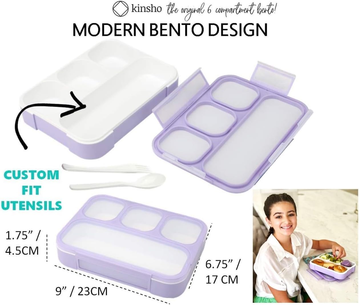 Bento Lunch Box for Kids or Adults, Snack Containers for Boys, Girls, School Daycare Work, 3 Divided Compartments Meal Planning Portion Control, BPA-Free Boxes, Utensils | Blue Purple 2 pack