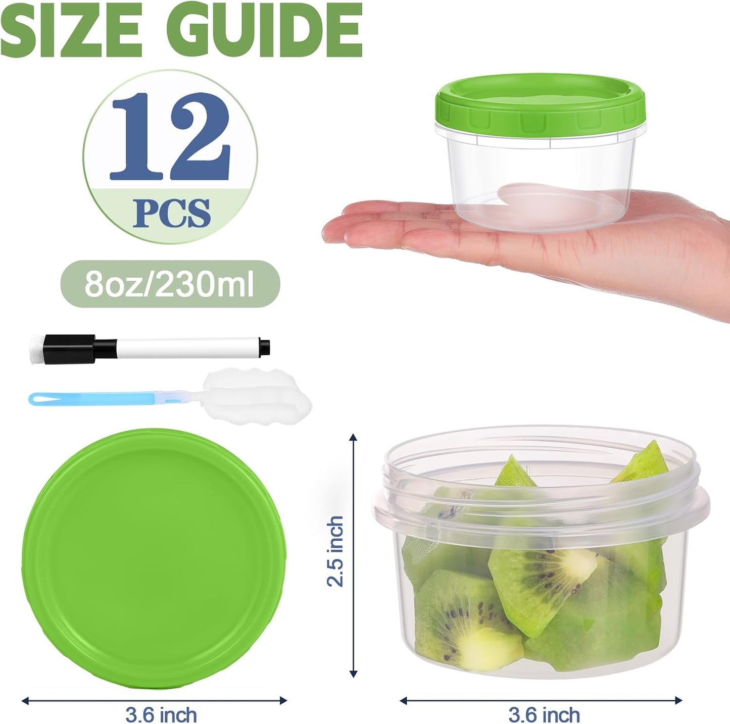 10 oz Plastic Containers with Lids, 12 Pack Stackable Small Freezer Container, Reusable Clear Food Storage Meal Prep Containers for Snack Fruit, Microwave & Dishwasher Safe