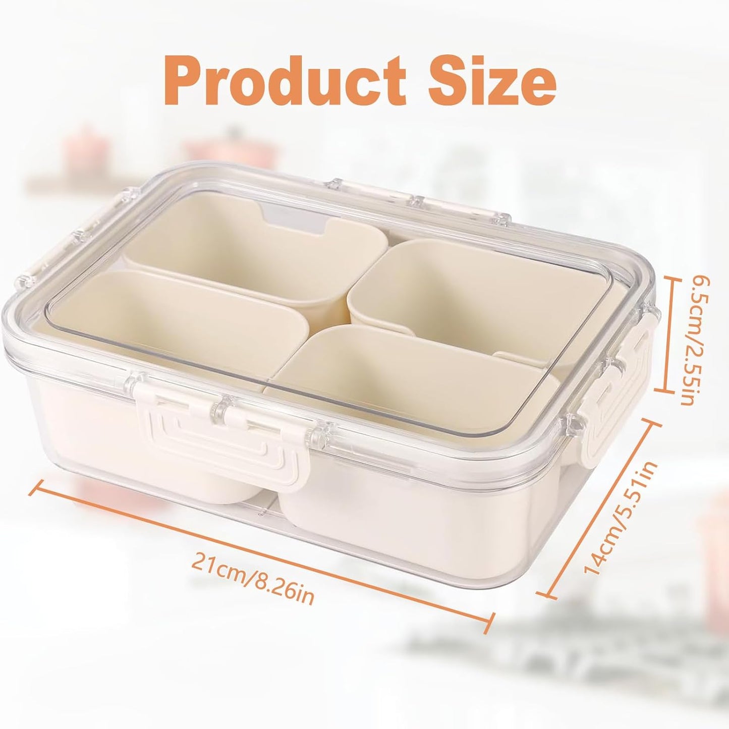 Snackle Box Container, 8 Compartment Divided Serving Tray with Lid and Handle, Snack Box Container for Candy, Fruit and Snacks, Great for Gatherings, Outings, Parties and Entertaining（Pink）