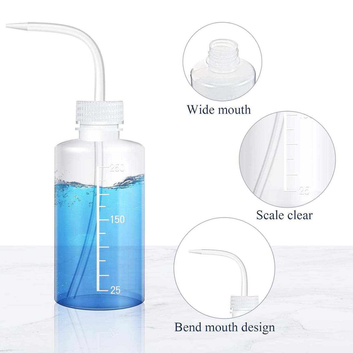 Sawysine 12 Pcs Lab Squeeze Bottle 250ml Plastic Safety Wash Bottles, Clear