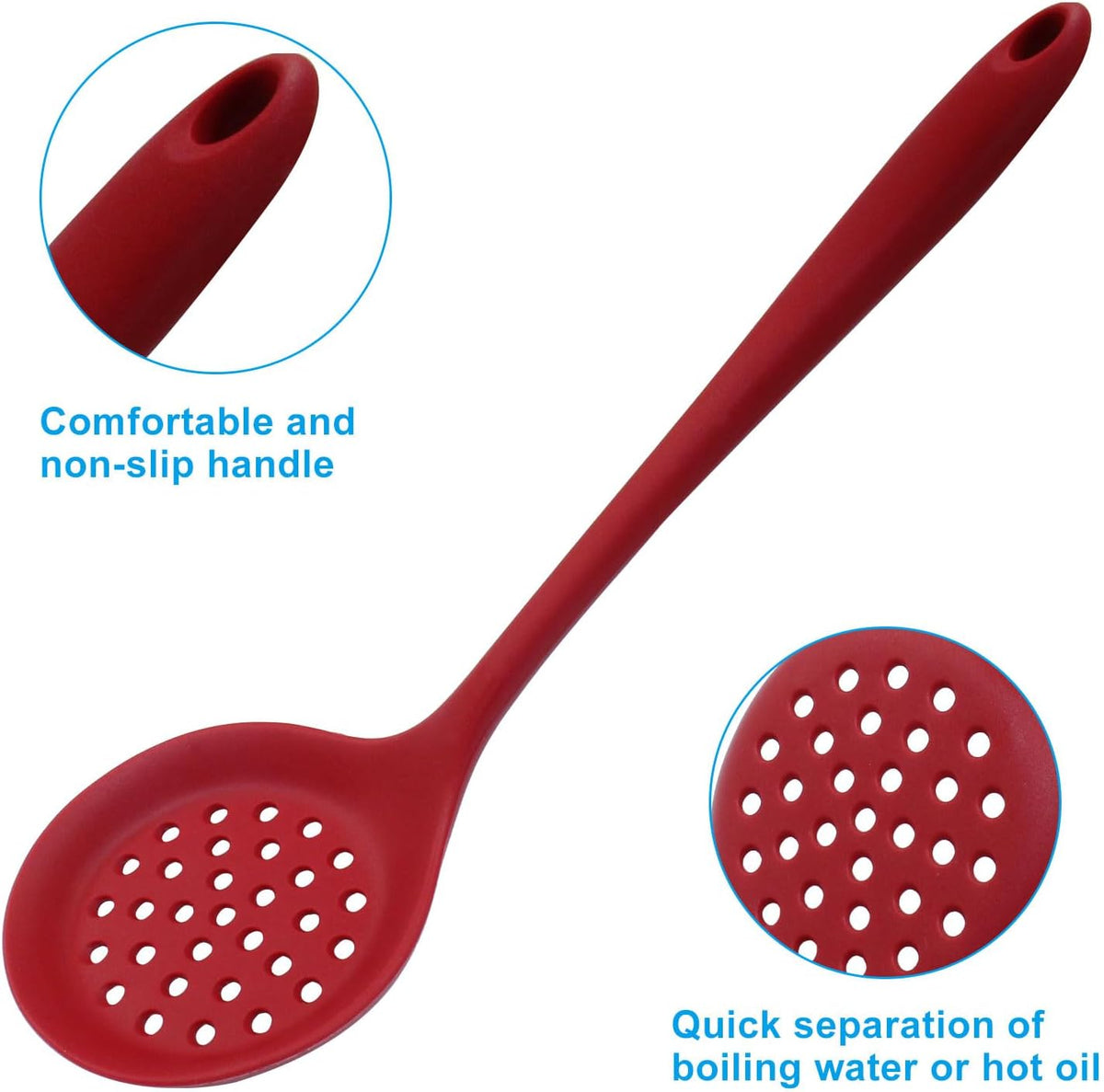 Hordion Silicone Slotted Spoon, Yellow Strainer Spoon Non Stick Skimmer