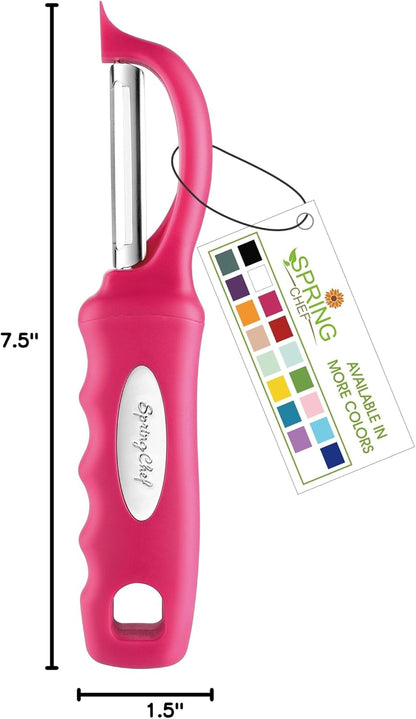 Spring Chef Premium Swivel Vegetable Peeler, Soft Grip Handle and Ultra Sharp Stainless Steel Blades - Perfect Kitchen Peeler For Veggie, Fruit, Potato, Carrot, Apple - Mango