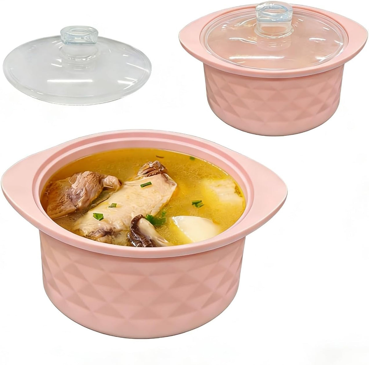 30oz Microwave Silicone Steamer, Oven & Dishwasher Safe to 482°F, Easy Clean, Microwave Pot with Handle & Lid, Korea Design 100% Food Grade Steamer Bowl (900ml)