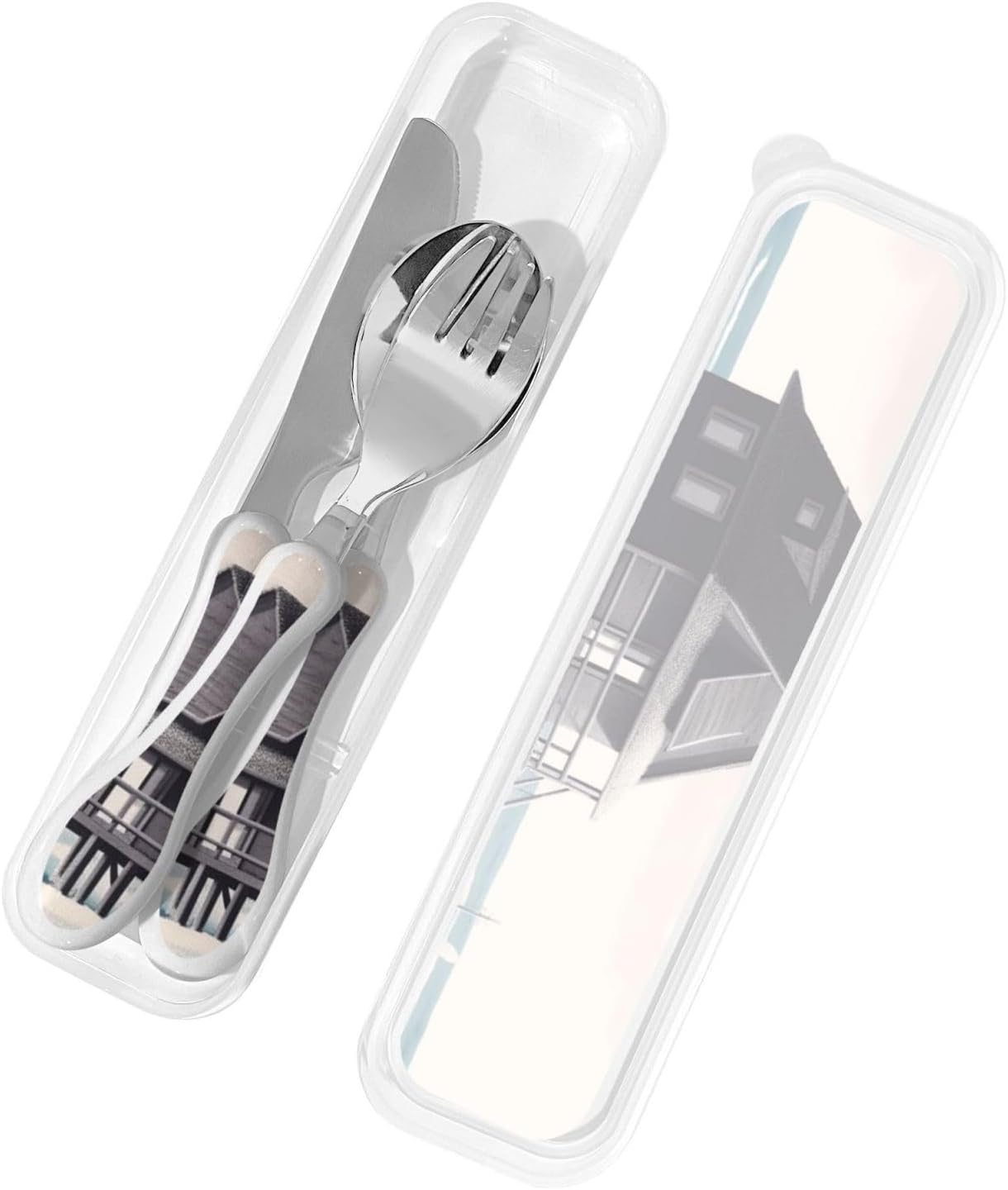 3-Piece Kids Silverware Set With Storage Case, Stainless Steel Reusable Children Safe Knife Spoon Fork Set Beach House Children Flatware Set For Kids Lunch Box