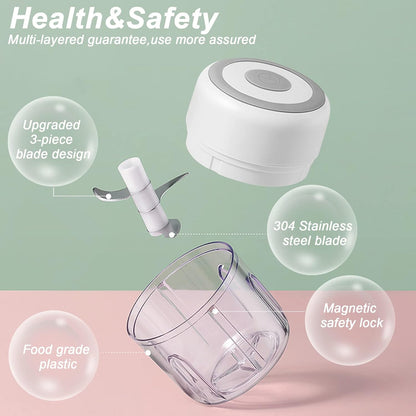 Electric Mini Garlic Mincer, 100ML USB Vegetable Onion Chopper
