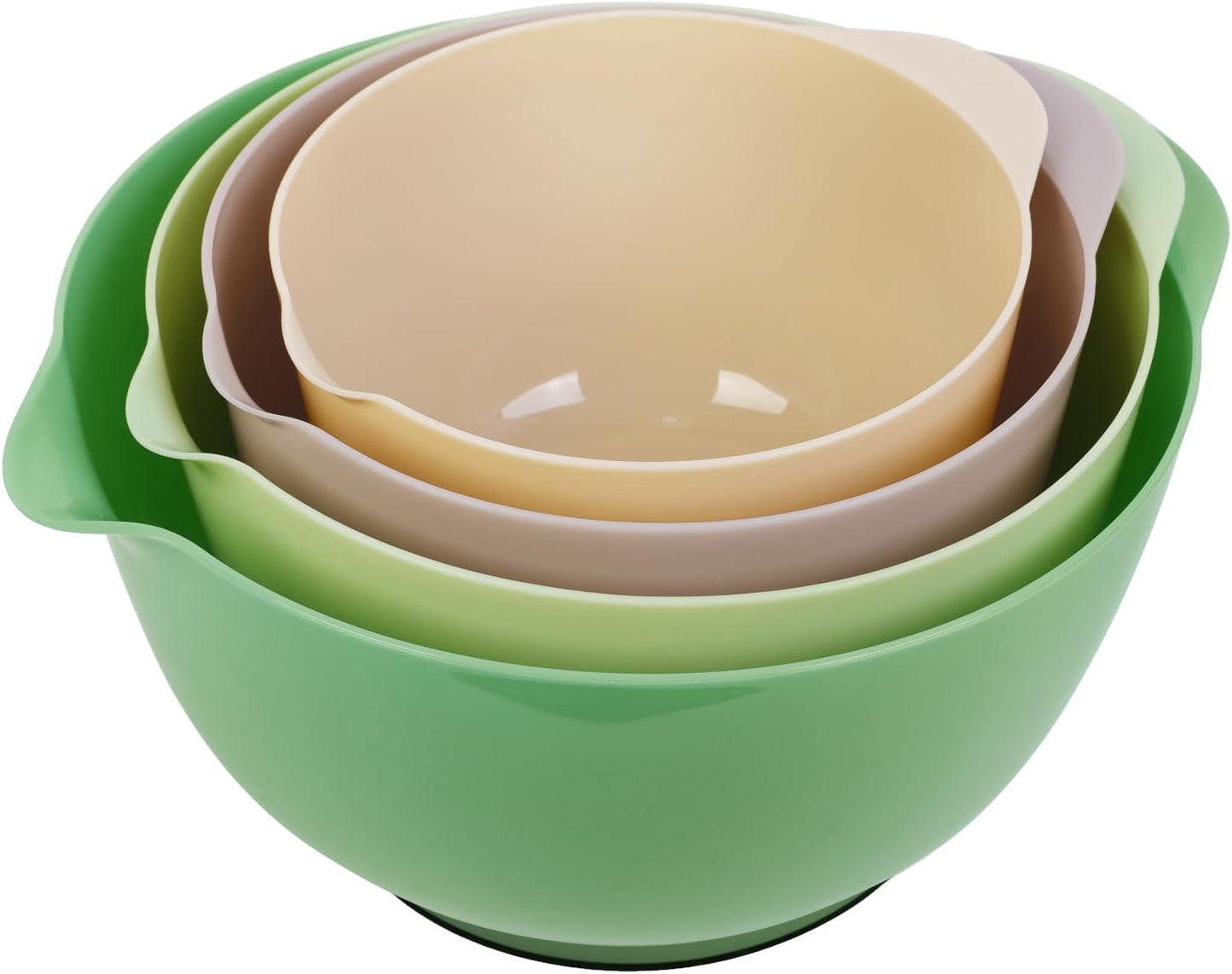 BoxedHome Nesting Plastic Mixing Bowl Set With Pour Spout, Microwave and Dishwasher Safe, BPA free Non-Slip Base, Set of 4 Size 1.7, 2.5, 3.5 and 4.5qt, Great for Prepping, Baking, Cooking (Dark Blue)