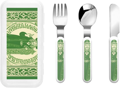3-Piece Kids Silverware Set, Stainless Steel Reusable Children Safe Knife Spoon Fork Set With Storage Case Irish Blessing St Patrick'S Day Children Flatware Set For Kids Lunch Box