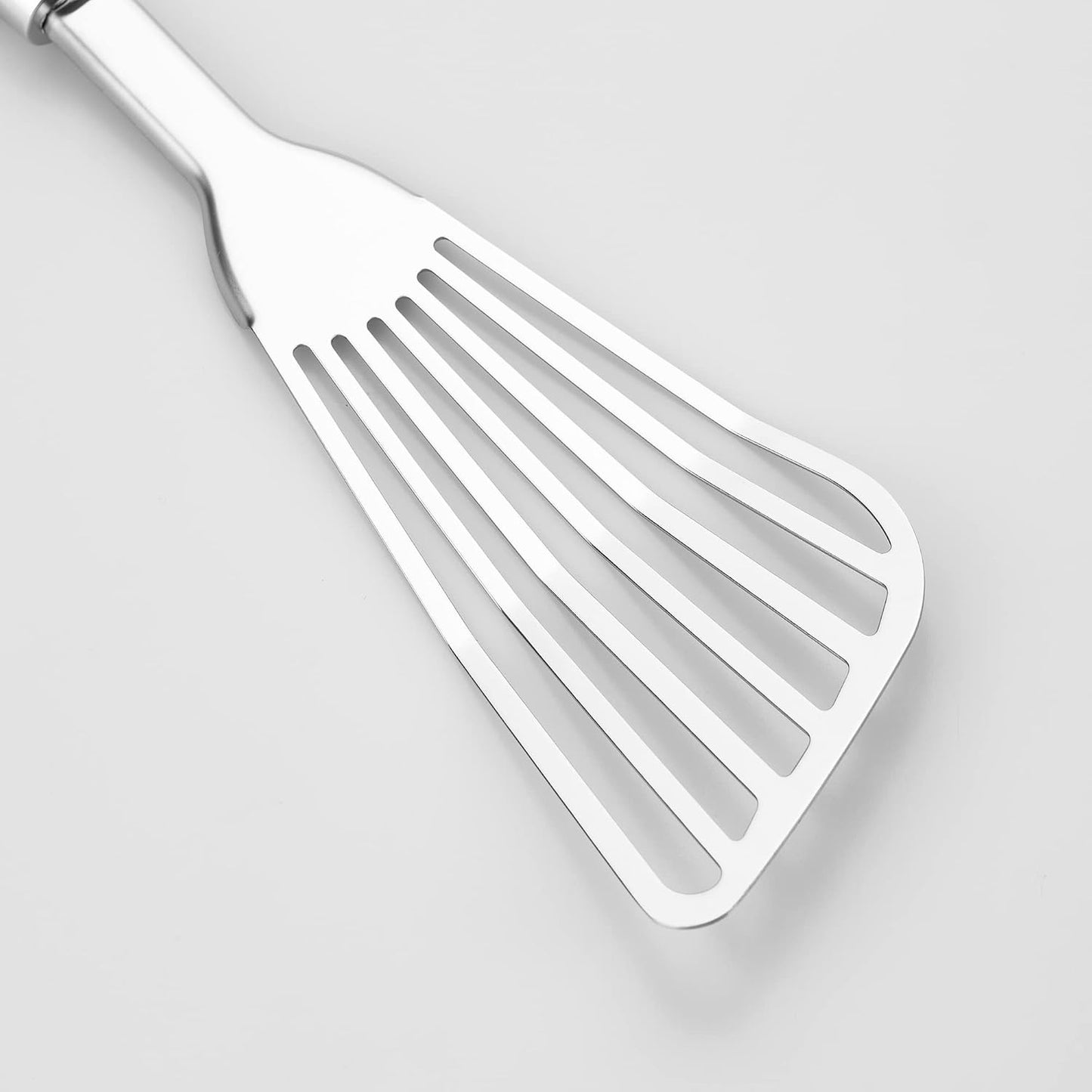 304 Stainless Steel Fish Spatula, Thin Flexible Slotted Turner | Non-Slip Ergonomic Handle, Metal Spatula for Fish, Eggs, Burgers, Cast Iron & Griddle, Black