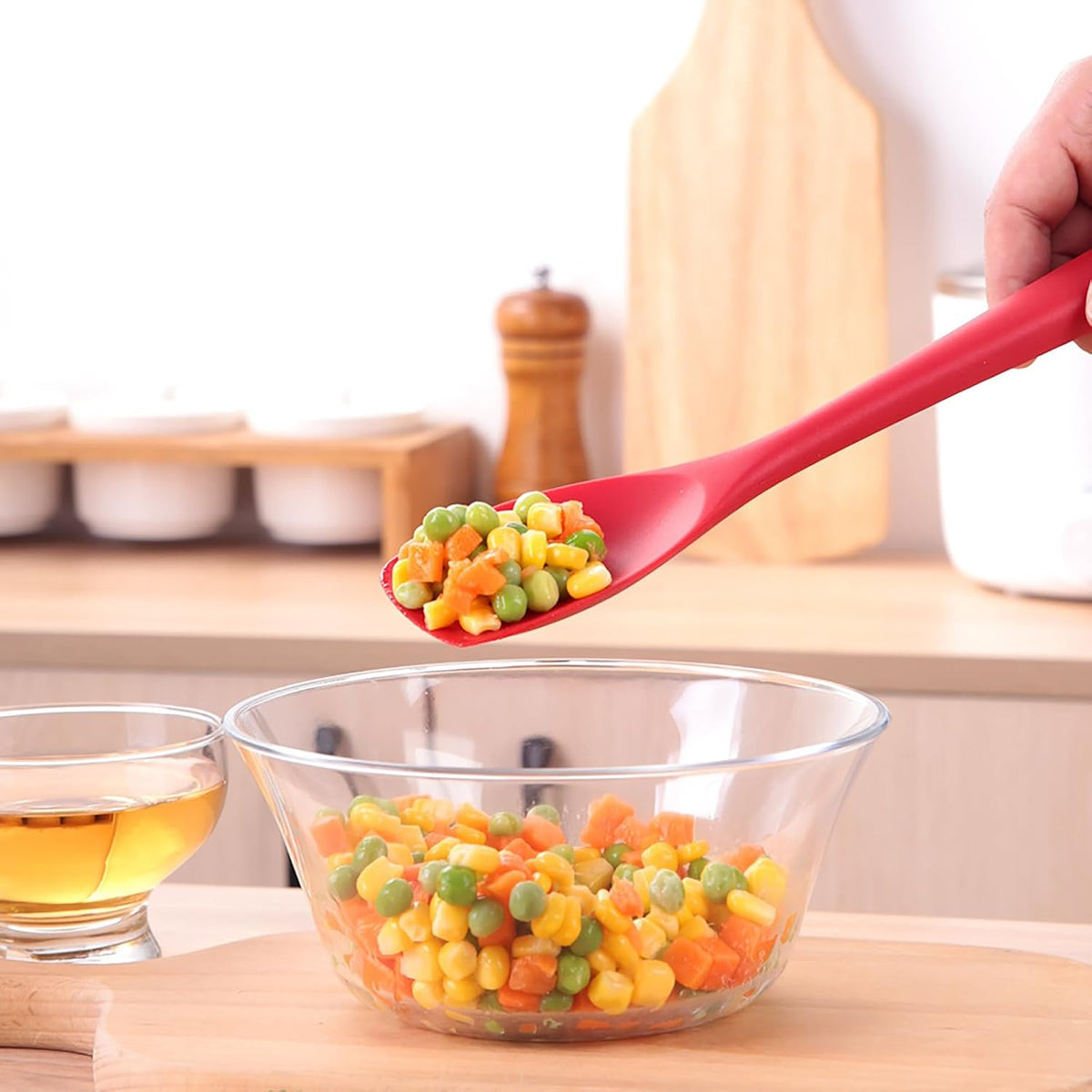 2 Pcs Silicone Spatula Spoon Set, Heat Resistant Spoonula & Flexible Scrapers for Baking Mixing, Non-Stick Kitchen Utensils - Seamless Soft Cooking Scoop, Serving Spatula for Bowls, Cookware
