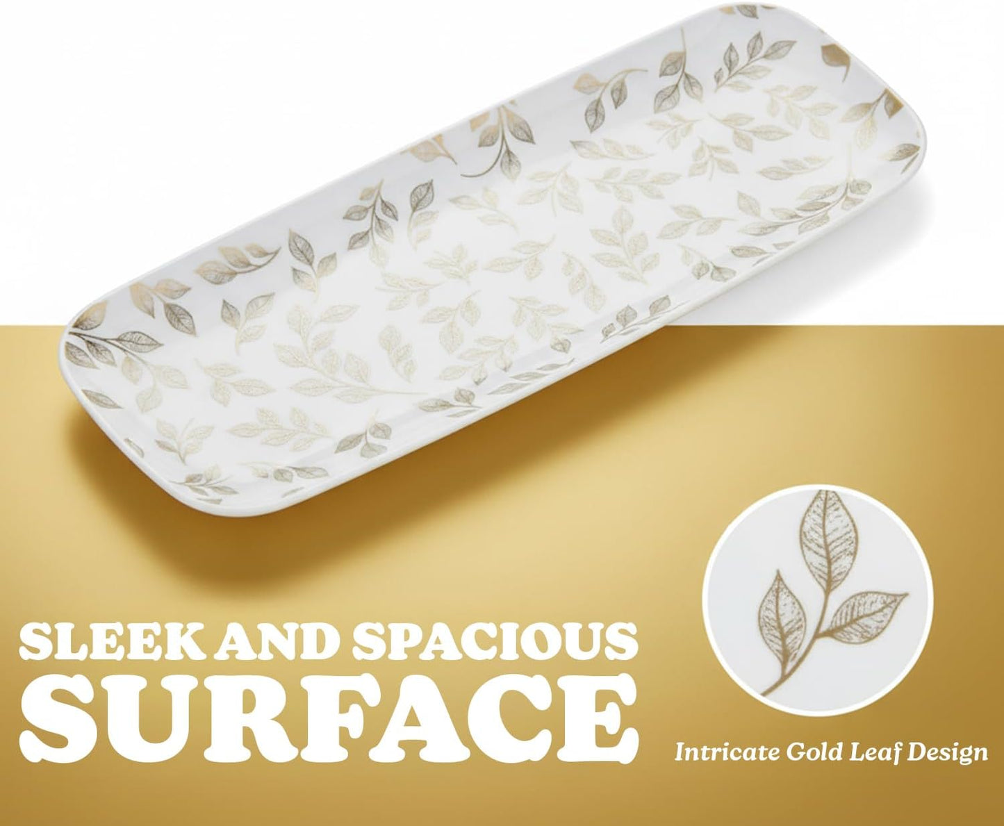 Rectangle White Serving Tray (2-Pack) - 17.5" Disposable Serving Platter for Appetizer, Fruits & Serving Dishes | Perfect Plastic Tray for Party Serveware