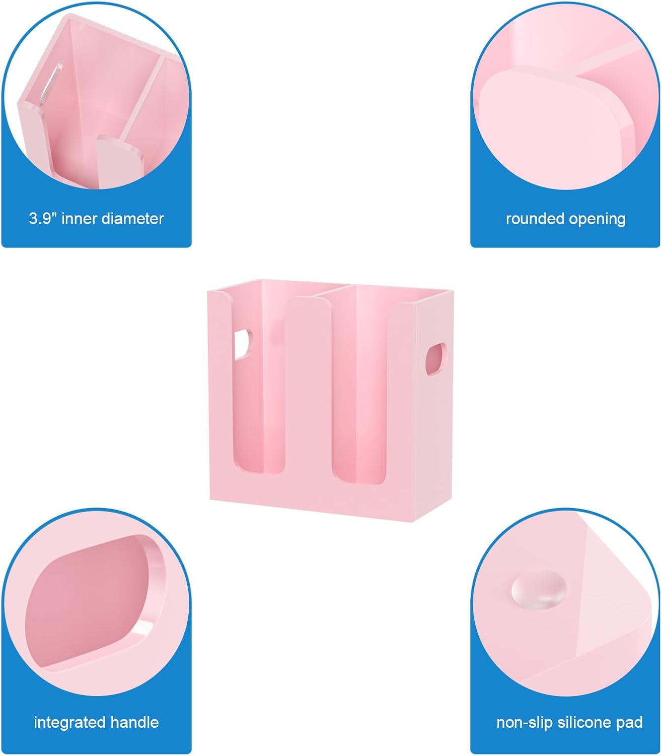 WINFFOR Disposable Cup Organizer Dispenser - 2 Compartments Clear Acrylic Cup and Lid Holder with Handles Plastic Cup Dispenser Countertop Paper Cup Holder for Coffee Bar House Party Essentials