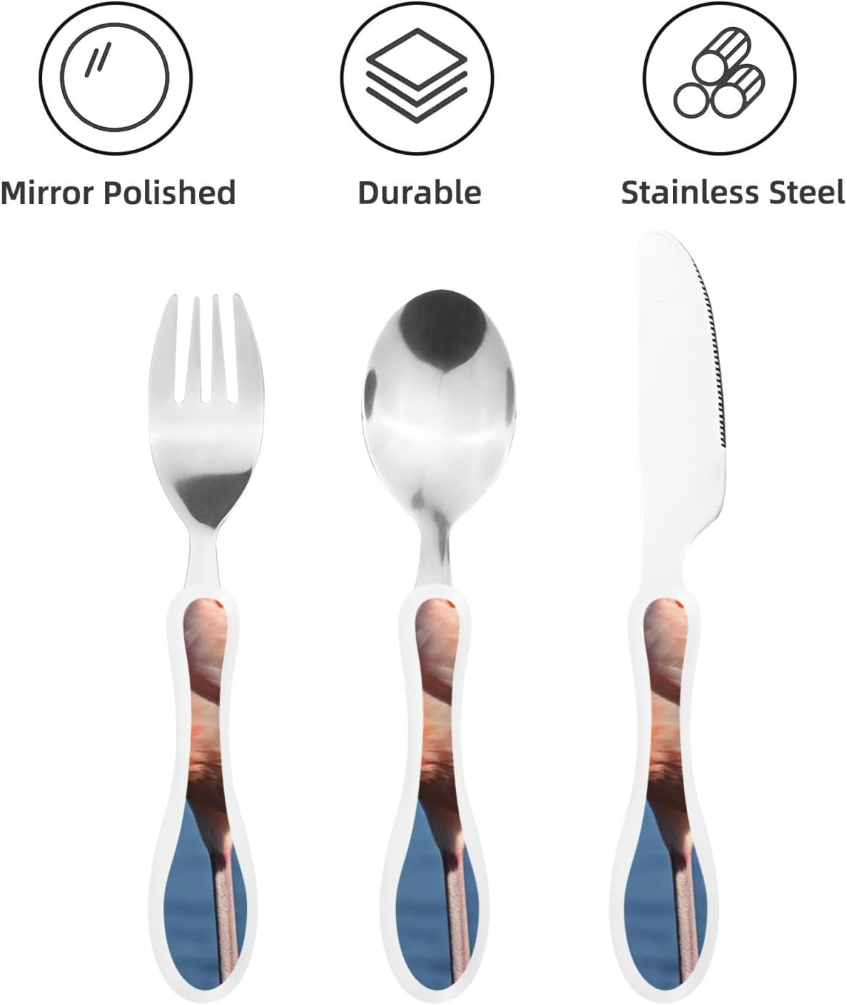 3-Piece Kids Silverware Set With Storage Case, Stainless Steel Reusable Children Safe Knife Spoon Fork Set African Lion Black And White Children Flatware Set For Kids Lunch Box
