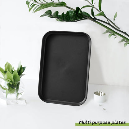 4 Pack Multicolo Plastic Serving Trays for Party Serving Food - Rectangular, 8.66 by 12 in, Heavy Duty Dessert Trays for Food Erving Platters for Party Tray Decor Veggie,Snack