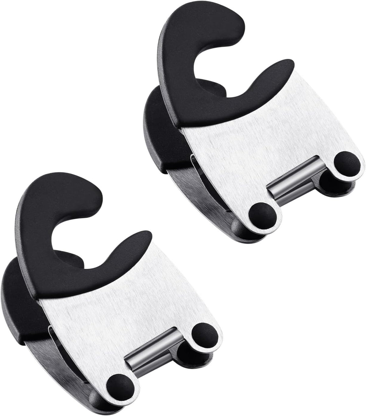 2pcs Stainless Steel Pot Clips Spoon Rest Holder Black