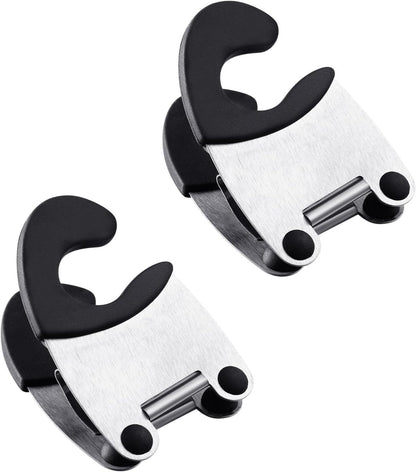 2pcs Stainless Steel Pot Clips Spoon Rest Holder Black