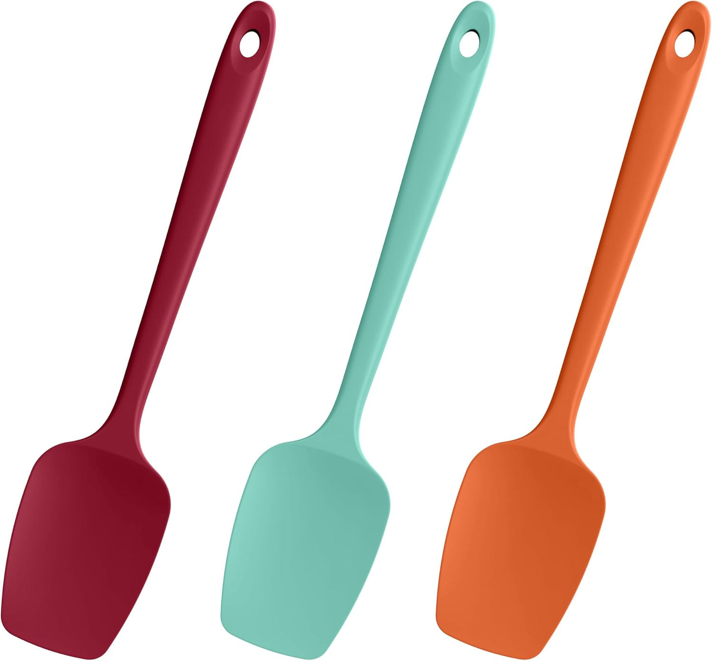 Heat Resistant Silicone Spoon Spatulas, Doosu 600°F High Temp Flexible Cooking Spoons Kitchen Spoonula Scratch-Proof for Mixing Stirring Scraping Serving Non-Stick Cookware (Set of 3, Multi-4)