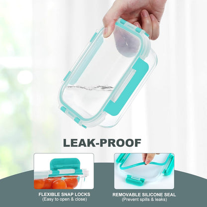 KOMUEE 10 Packs 22 oz Glass Meal Prep Containers, Glass Food Storage Containers with Lids, Airtight Lunch Boxes BPA Free, Microwave and Freezer Safe