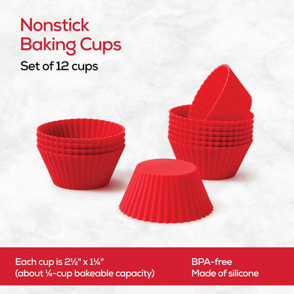 King Arthur Baking Company Silicone Muffin Cups, Regular Size, High-Heat Oven Safe Reusable Nonstick Food-Grade Silicone, Set Of 12, For Easy Baking And Release