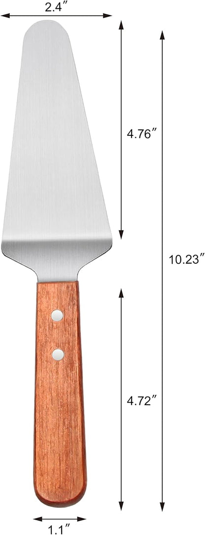New Star Foodservice Stainless Steel Pie Server with Wood Handle, 10-Inch Restaurant Grade Cake, Pie, Pizza Slice, and Dessert Serving Spatula