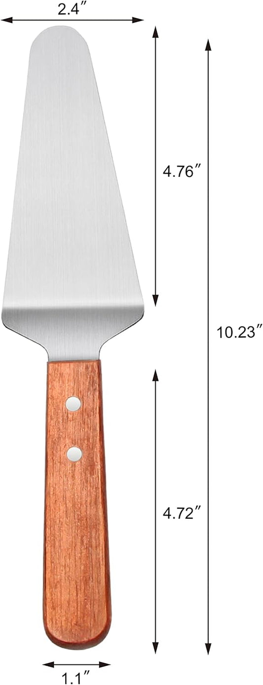 New Star Foodservice Stainless Steel Pie Server with Wood Handle, 10-Inch Restaurant Grade Cake, Pie, Pizza Slice, and Dessert Serving Spatula