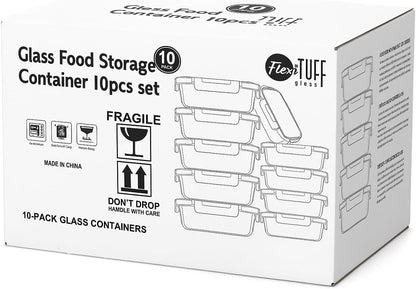 20pcs Set Food Storage Containers (10 Airtight & 10 Lids) |Lunch Containers | Meal Prep Containers | BPA Free, Leakproof Lids, Dishwasher, Microwave and Freezer Safe for Kitchen