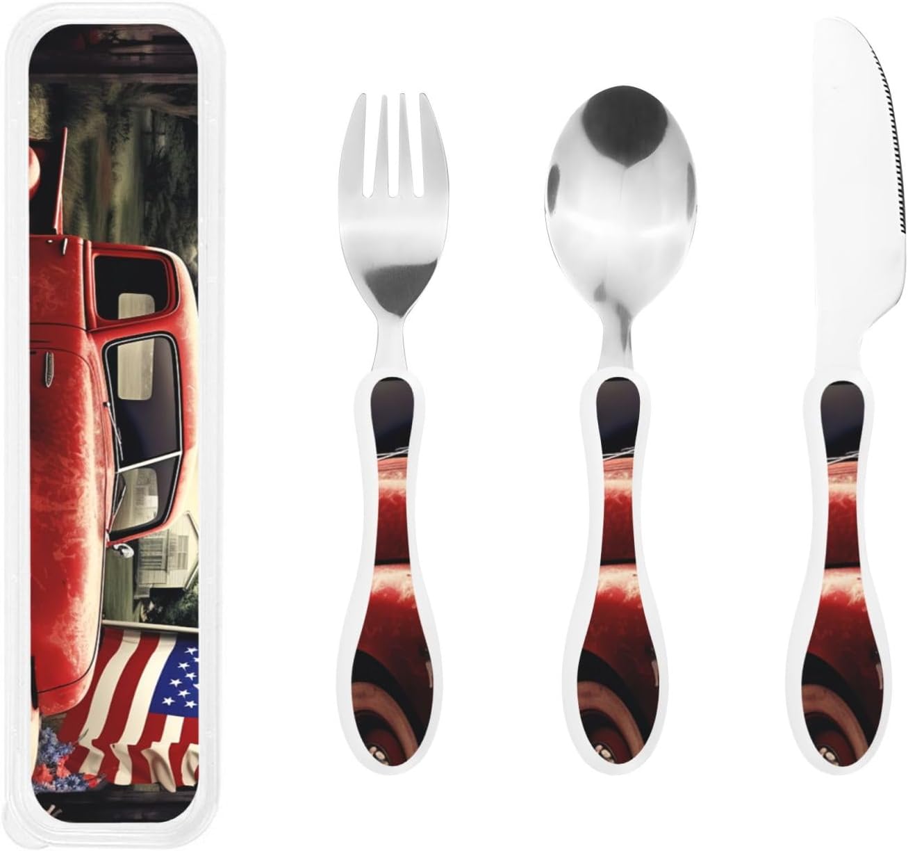 3-Piece Kids Silverware Set With Storage Case, Stainless Steel Reusable Children Safe Knife Spoon Fork Set Ballroom Dance Children Flatware Set For Kids Lunch Box