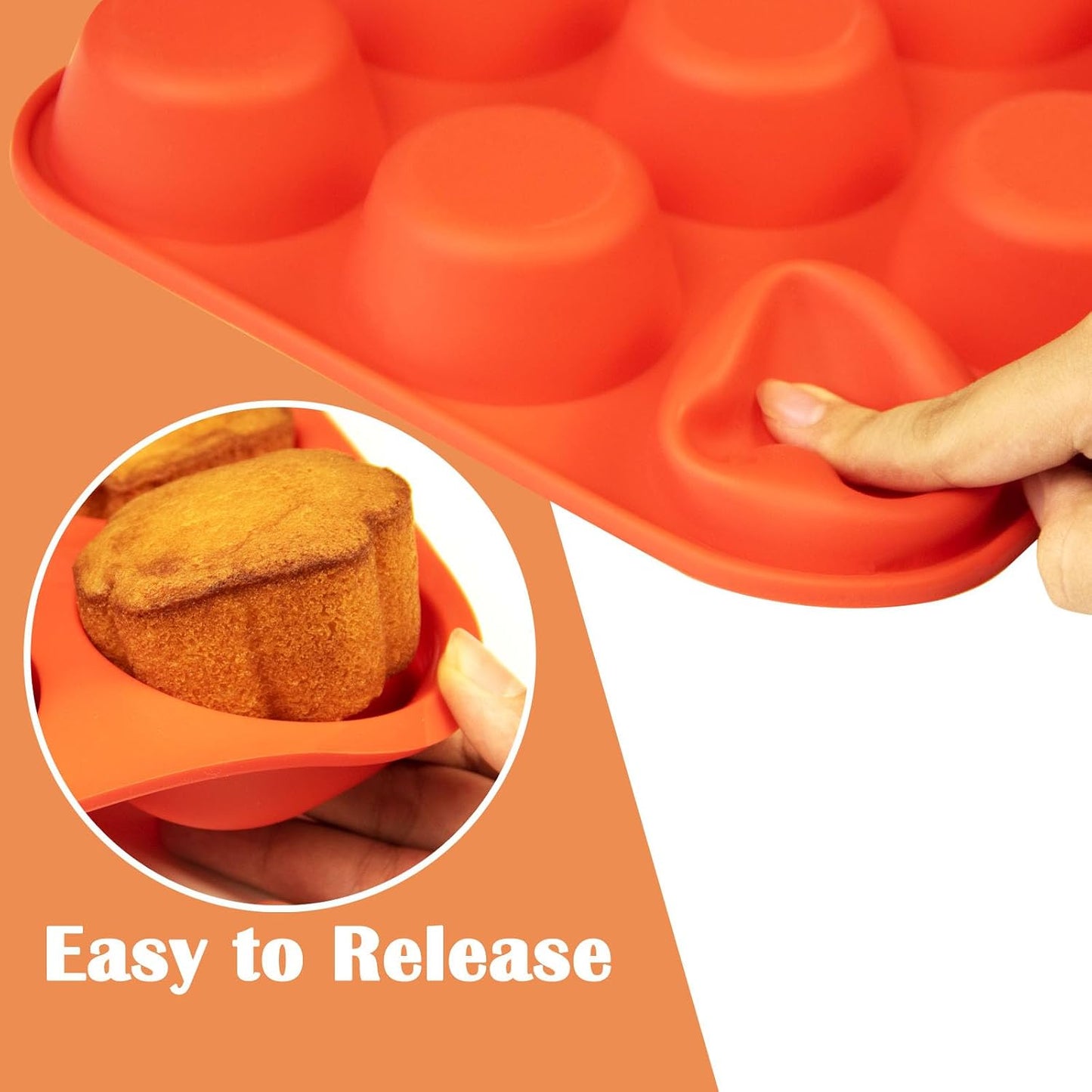 24 Cups Silicone Mini Muffin Pan Set, Nonstick Mini Cupcake Pans, BPA Free Small Muffin Tin for Baking, Set of 2 (Green+Purple)