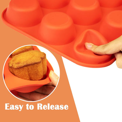 24 Cups Silicone Mini Muffin Pan Set, Nonstick Mini Cupcake Pans, BPA Free Small Muffin Tin for Baking, Set of 2 (Green+Purple)
