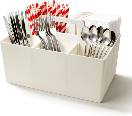 Silverware Caddy with Handle, Utensil Holder Organizer for Kitchen, Office, Bathroom