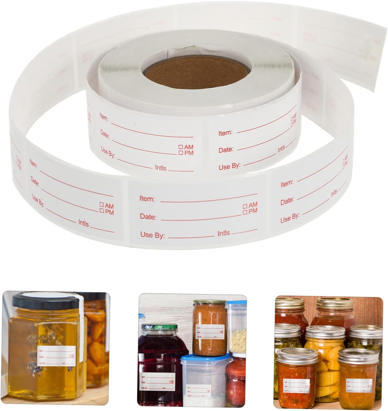 SHINEOFI 2rolls Food Storage Date Labels Removable Labels for Food Containers Kitchen Sticker to Write for Jars