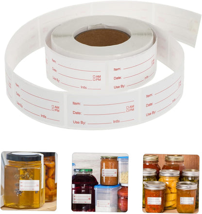 SHINEOFI 2rolls Food Storage Date Labels Removable Labels for Food Containers Kitchen Sticker to Write for Jars