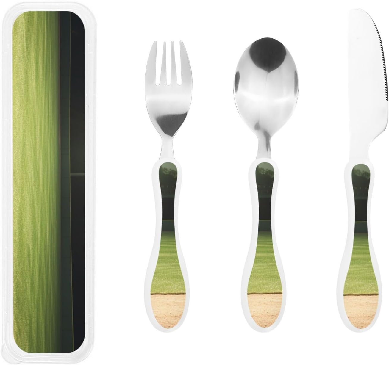 3-Piece Kids Silverware Set With Storage Case, Stainless Steel Reusable Children Safe Knife Spoon Fork Set Beach House Children Flatware Set For Kids Lunch Box