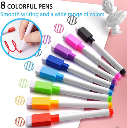 4Pcs Fridge Calendar Set, Clear Magnetic Dry Erase Daily, Weekly, Monthly Planners & Menu Board, w/ 2 Packs of 8 Markers