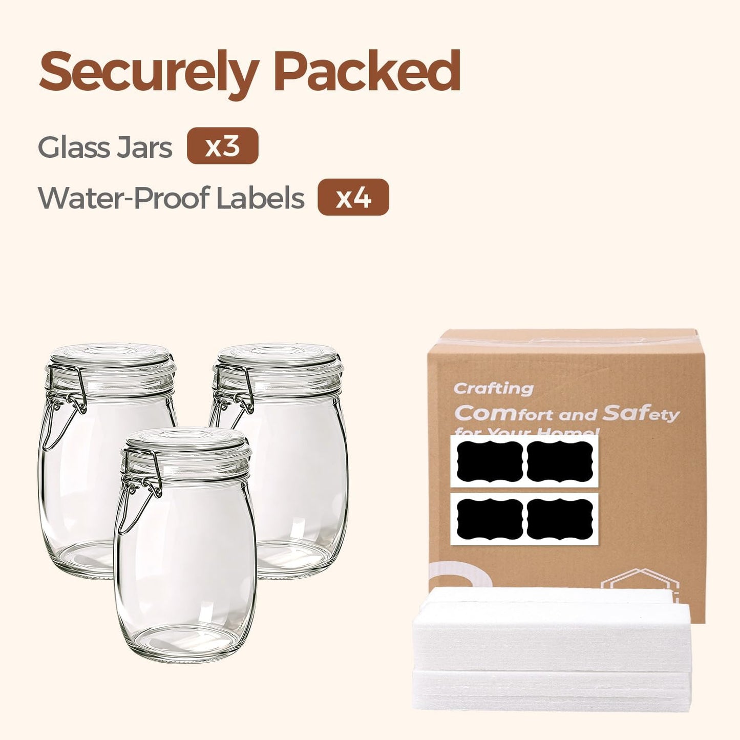 ComSaf 6-Pack 17oz Short Glass Jars for Drawers, Small Airtight Food Canisters for Spices, Nuts & Kids Snacks, Pint Sized Canning Jar Set for Jams, Pickles & Pantry Organization