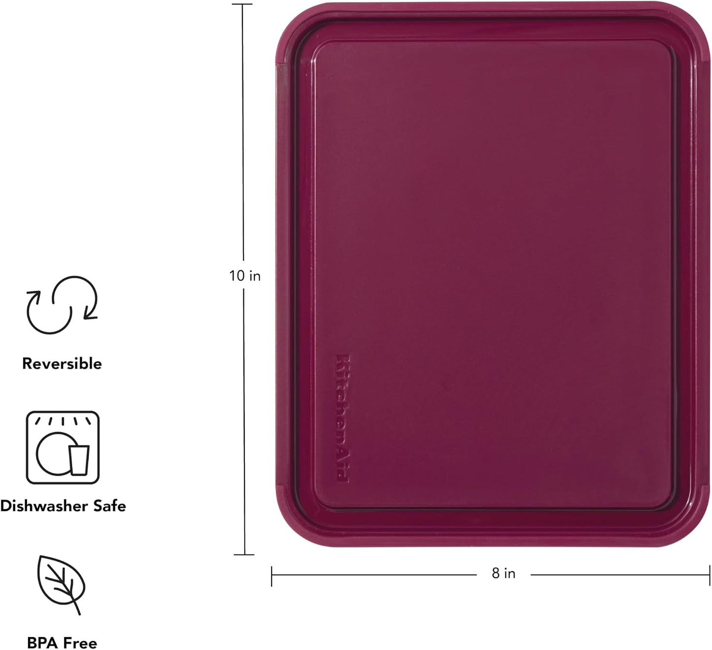 KitchenAid Classic Plastic Cutting Board with Perimeter Trench and Non Slip Edges, Dishwasher Safe, 12 inch x 18 inch, Gray