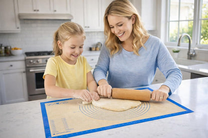 Silicone Pastry Mat with Measurements, 28 x 20 Inch Extra Thick Non-Slip Nonstick XL Baking Mat for Dough Rolling, Kneading, Fondant and Pie, Red