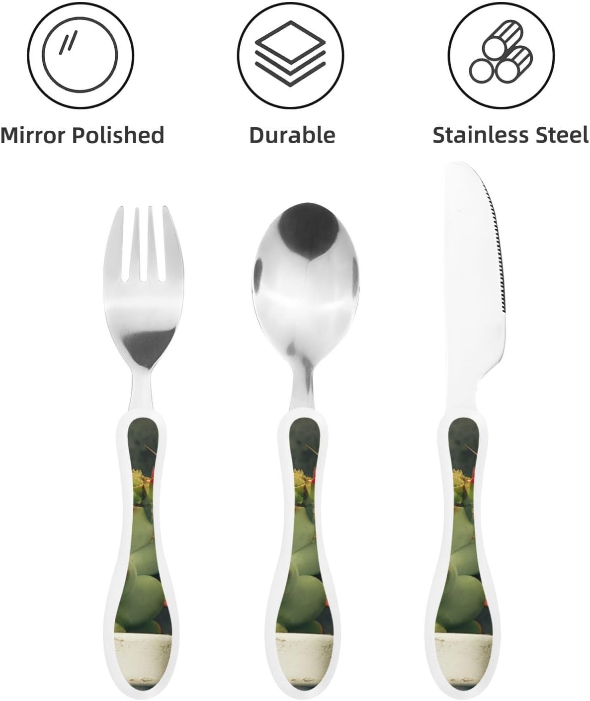3-Piece Kids Silverware Set With Storage Case, Stainless Steel Reusable Children Safe Knife Spoon Fork Set Blue Active Girl Running Sunset Children Flatware Set For Kids Lunch Box - Colors C