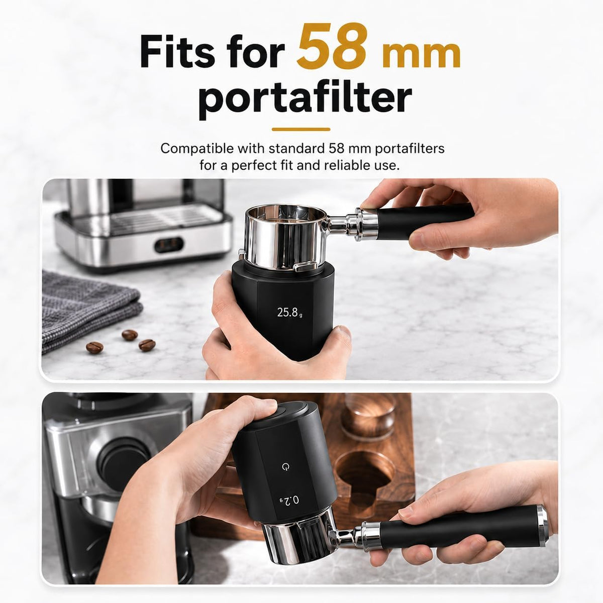 Espresso Scale with Auto Timer, 3‑in‑1 SUS304 Coffee Dosing Cup, 0.1g Precision 300g, USB‑C Rechargeable OLED Display, Portable Shot Scale for Coffee Beans & Ground Powder, Black
