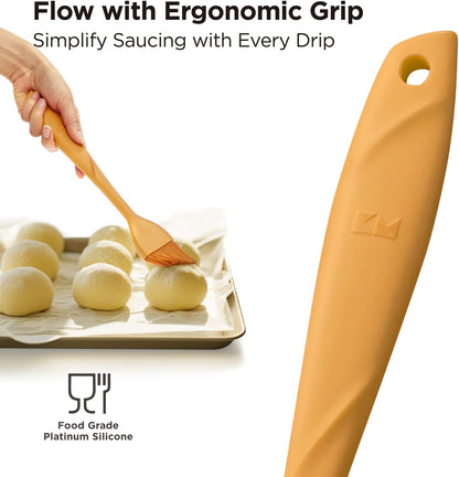 Kitchen Mama WaltzGrip Platinum Silicone Basting Pastry Brush, Yellow