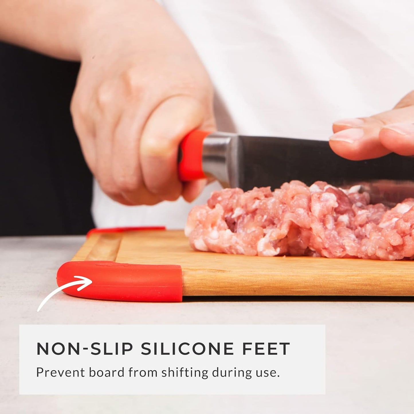 Elihome Premium Series 2-in-1 Kitchen Cutting Board Set, Non Slip Feet, Color Coded with Food Icon, Natural Wood Fiber, Dishwasher Safe, Eco-Friendly, Juice Grooves,Non Porous, BPA Free, Made in USA