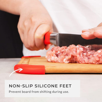 Elihome Premium Series 2-in-1 Kitchen Cutting Board Set, Non Slip Feet, Color Coded with Food Icon, Natural Wood Fiber, Dishwasher Safe, Eco-Friendly, Juice Grooves,Non Porous, BPA Free, Made in USA