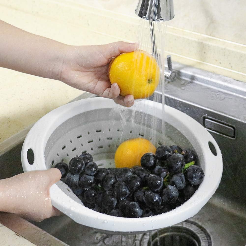 QiMH Collapsible Colander and Strainer, 5 Quart(1.25 gal), Heavy Duty Kitchen Drainer Basket for Pasta, Veggies and Fruits, New Home Apartment Essentials
