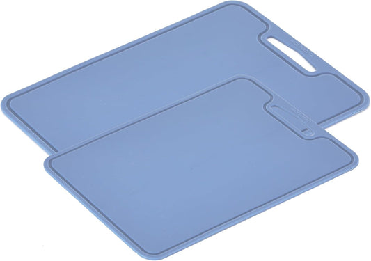 Blue Premium Thick & Flexible Silicone Cutting Mat(Medium & Large Bunble), BPA Free, Knife Friendly, Non-Toxic, Anti-Slip, Dishwasher Safe, Space Saving, Easy Grip Handle, Ergonomic Design, Cho