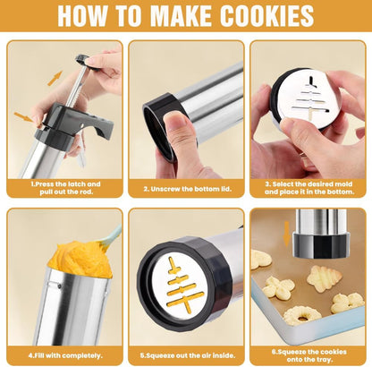 Cookie Press for Baking, Spritz Cookie Press Kit with 13 Discs 8 Tips