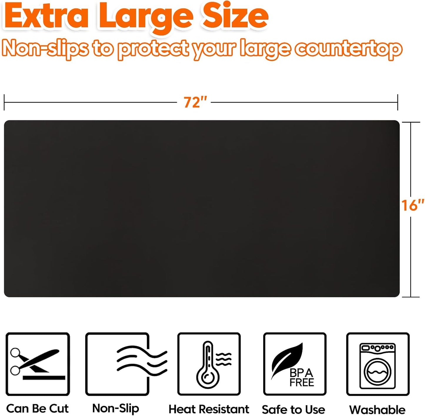 Extra Large Silicone Mat, 84”x24” Heat Resistant Mats for Countertop, Cuttable Waterproof Kitchen Counter Mat, Multipurpose Countertop Protector Mat, Silicone Mats for Kitchen Counter (Translucent)
