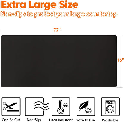 Extra Large Silicone Mat, 84”x24” Heat Resistant Mats for Countertop, Cuttable Waterproof Kitchen Counter Mat, Multipurpose Countertop Protector Mat, Silicone Mats for Kitchen Counter (Translucent)