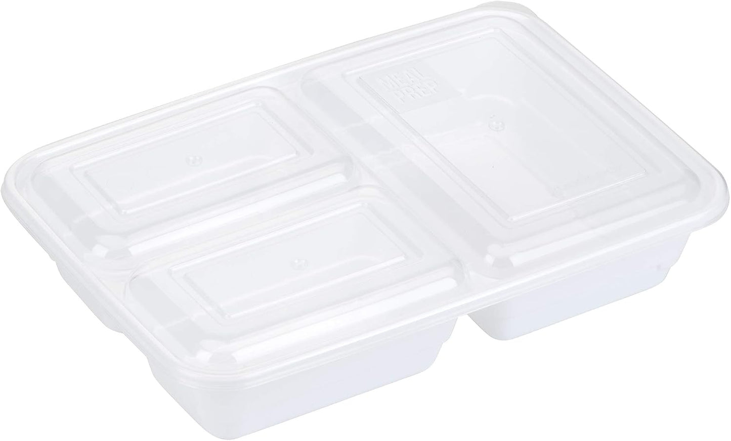 GoodCook Food Storage Containers for Meal Prep Rectangle Three Compartments & Made without BPA, 20-Piece, White
