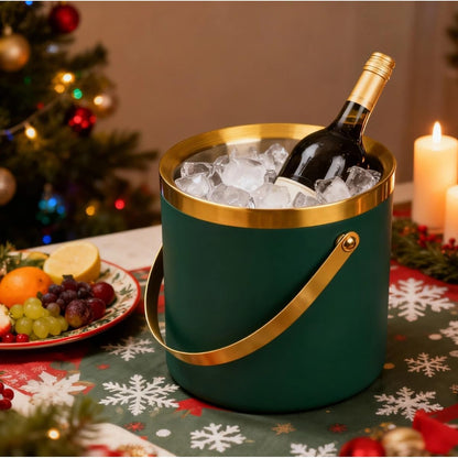 3L Double-Wall Insulated Stainless Steel Ice Bucket with scoop for Cocktail Bar - Metal Ice Bucket for freezer with Lid for parties,Camping,and More!champagne bucket,bar cart accessories