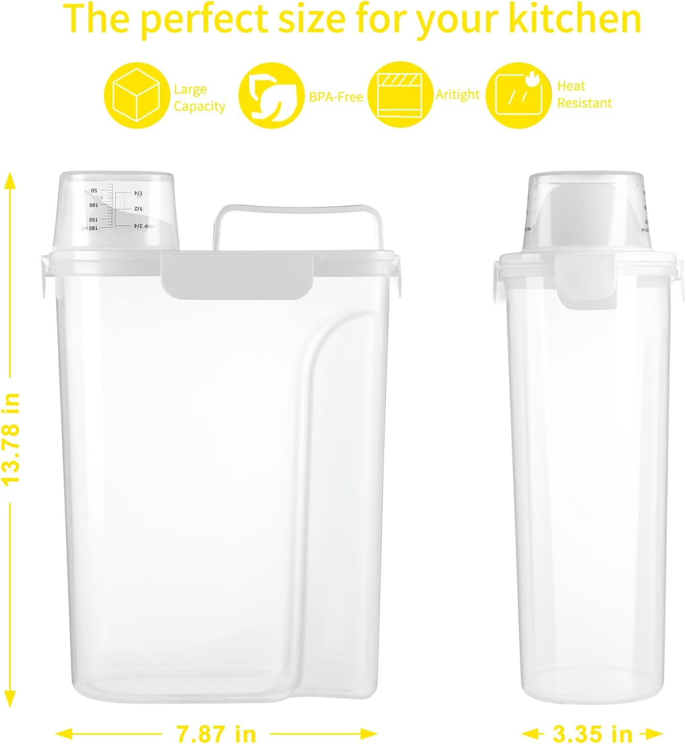 FrutPunch Rice Container,Rice Storage Container,3-5 Lbs Tcereal Storage Container,Suitable for Home Kitchen Rice, Soybean Food Storage,Pet Food Storage Containers (2.3, Liters)